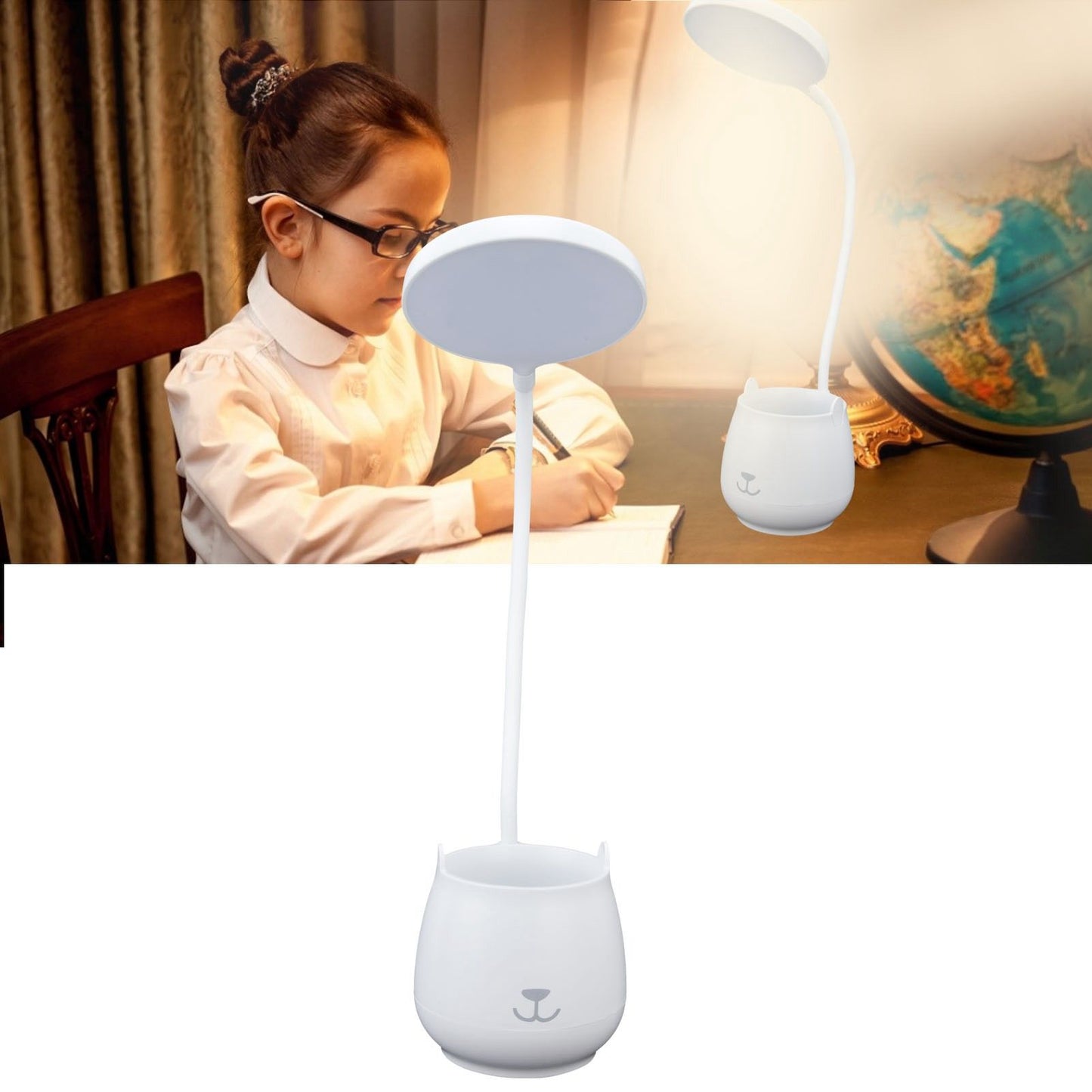 LED Desk Lamp Plastic Flexible Desk LED Light with Pen Holder for Table Lighting 5V V1294-YM0523-3119210184511
