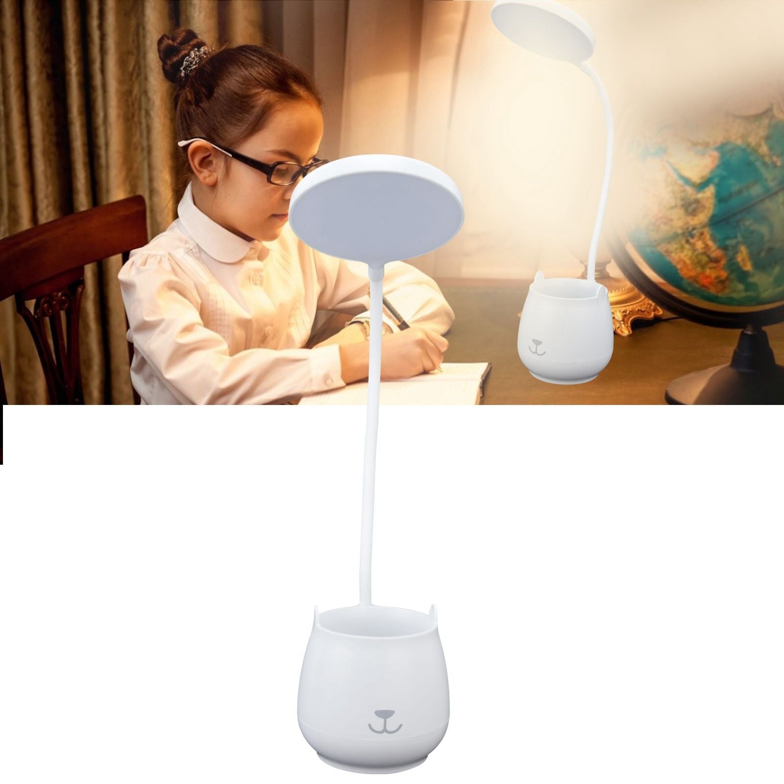 LED Desk Lamp Plastic Flexible Desk LED Light with Pen Holder for Table Lighting 5V V1294-YM0523-3119210184511