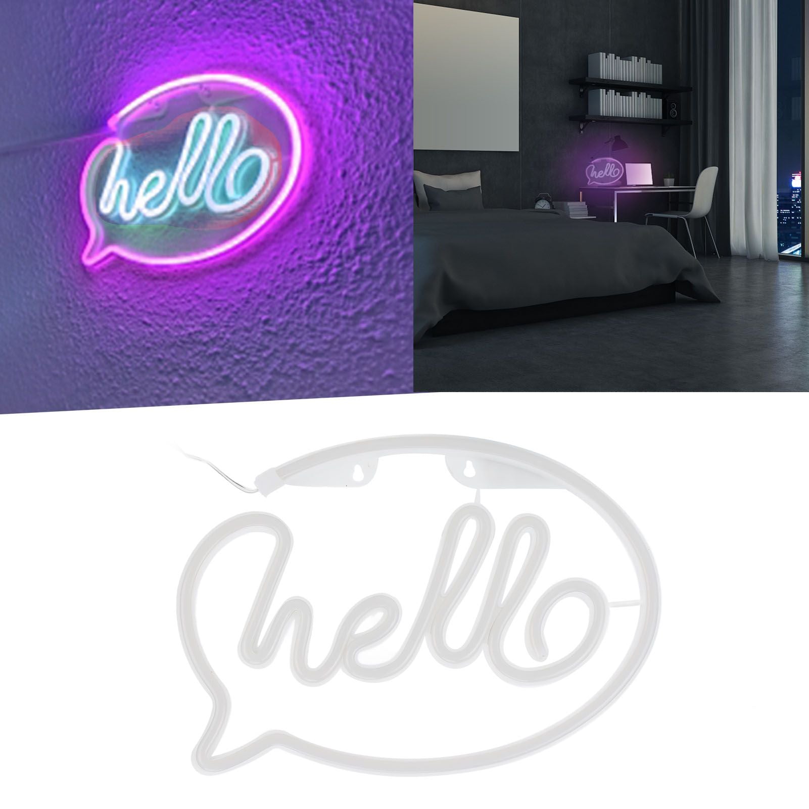 Neon Light USB Powered Battery Operated Hello LED Neon Sign for Restaurant Decoration Bar Decoration 5V V1294-YM0523-3119210195911
