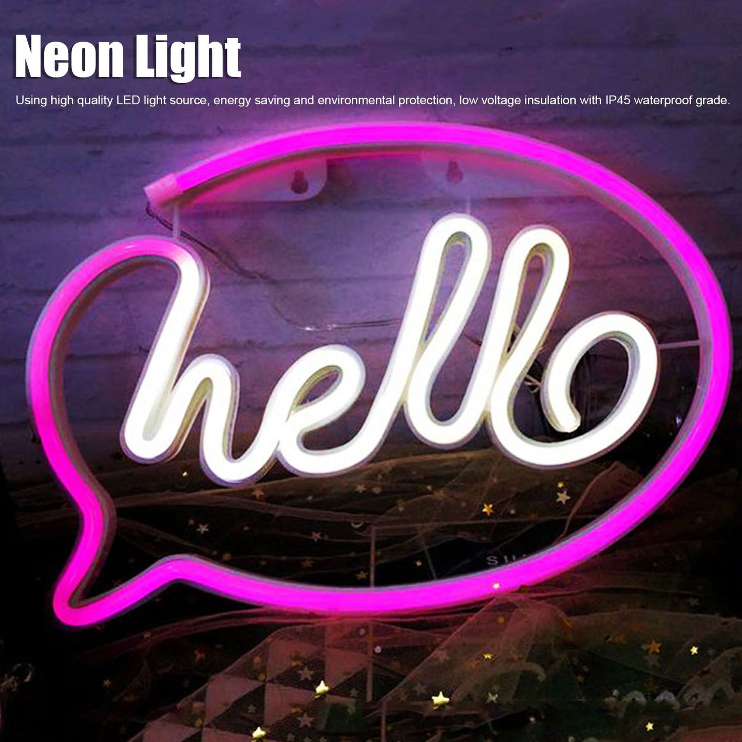 Neon Light USB Powered Battery Operated Hello LED Neon Sign for Restaurant Decoration Bar Decoration 5V V1294-YM0523-3119210195911