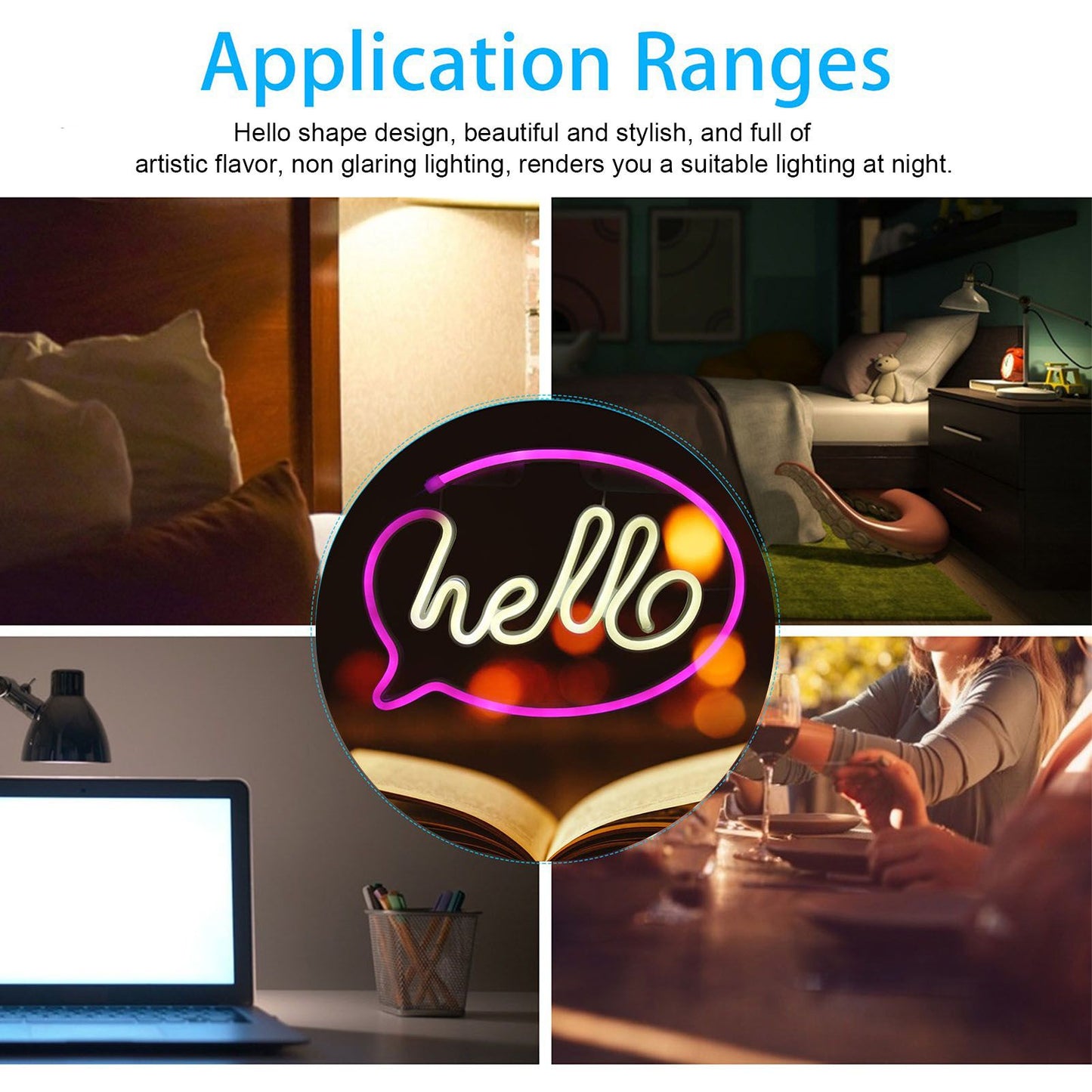 Neon Light USB Powered Battery Operated Hello LED Neon Sign for Restaurant Decoration Bar Decoration 5V V1294-YM0523-3119210195911
