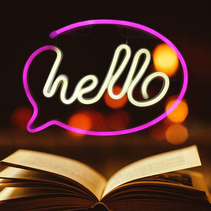 Neon Light USB Powered Battery Operated Hello LED Neon Sign for Restaurant Decoration Bar Decoration 5V V1294-YM0523-3119210195911