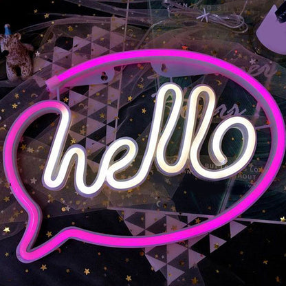 Neon Light USB Powered Battery Operated Hello LED Neon Sign for Restaurant Decoration Bar Decoration 5V V1294-YM0523-3119210195911