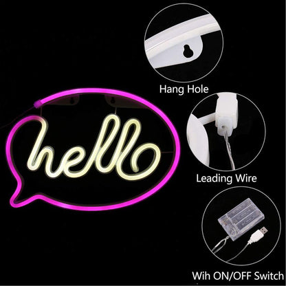 Neon Light USB Powered Battery Operated Hello LED Neon Sign for Restaurant Decoration Bar Decoration 5V V1294-YM0523-3119210195911