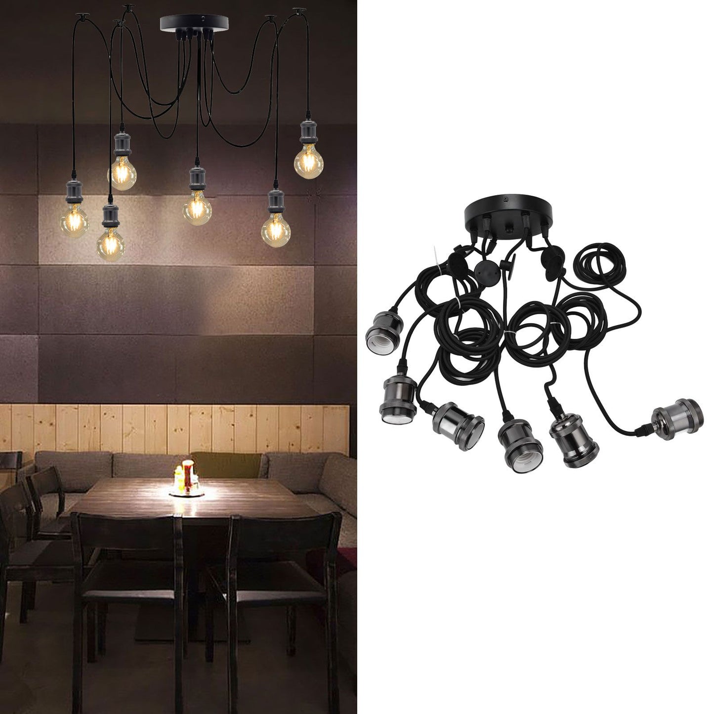 6 Arms Ajustable DIY Ceiling Spider Lamp Holder Retro Beautifully Classic Spider Pendent Lamps Holder V1294-YM0523-3119210197611