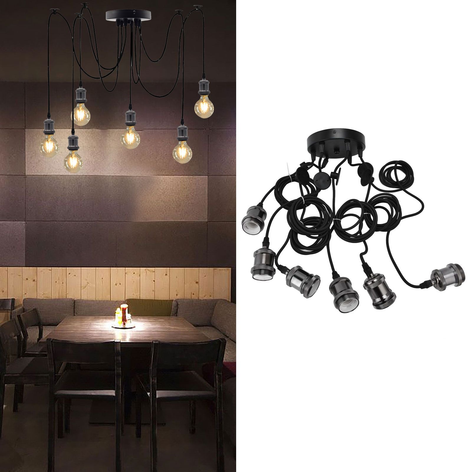 6 Arms Ajustable DIY Ceiling Spider Lamp Holder Retro Beautifully Classic Spider Pendent Lamps Holder V1294-YM0523-3119210197611