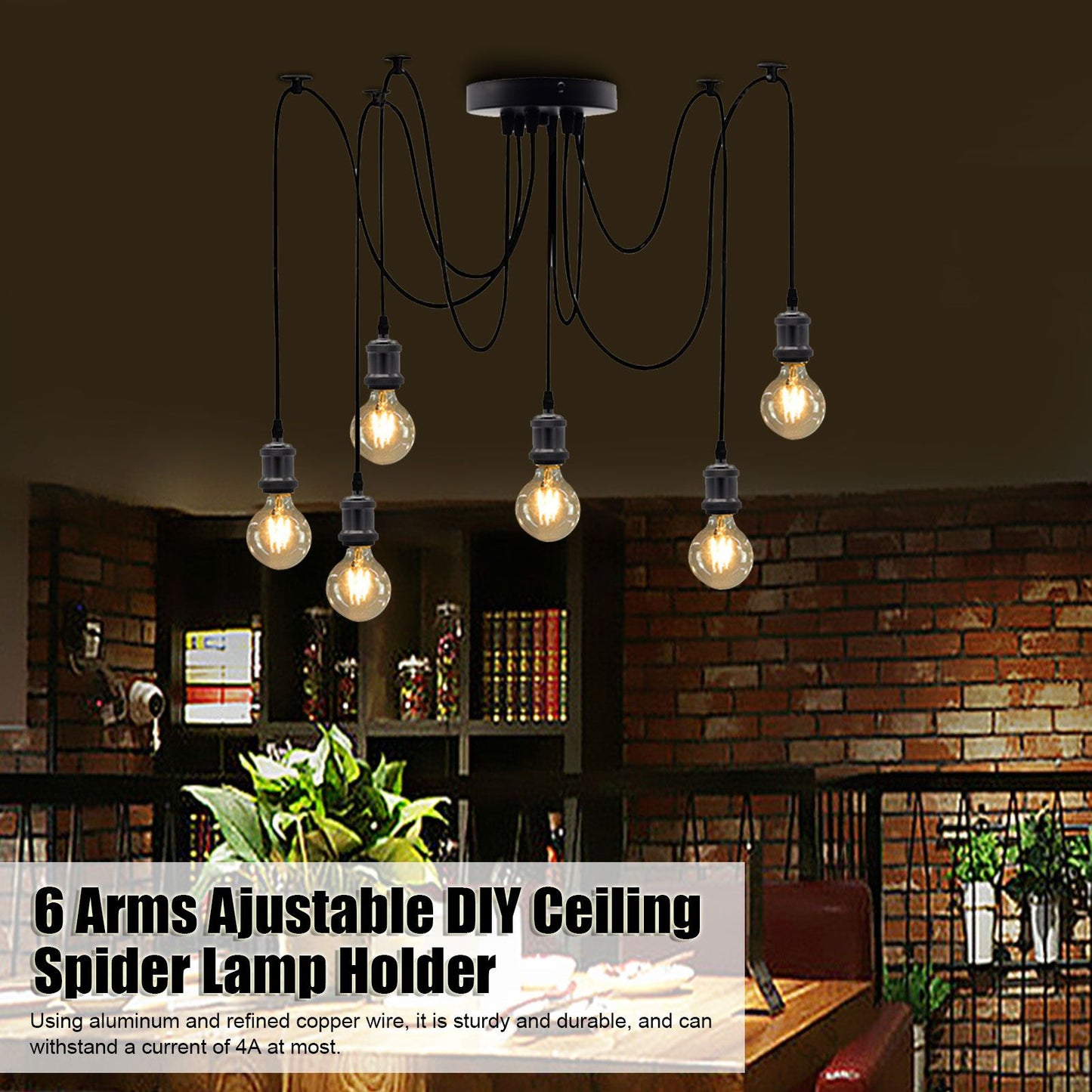 6 Arms Ajustable DIY Ceiling Spider Lamp Holder Retro Beautifully Classic Spider Pendent Lamps Holder V1294-YM0523-3119210197611