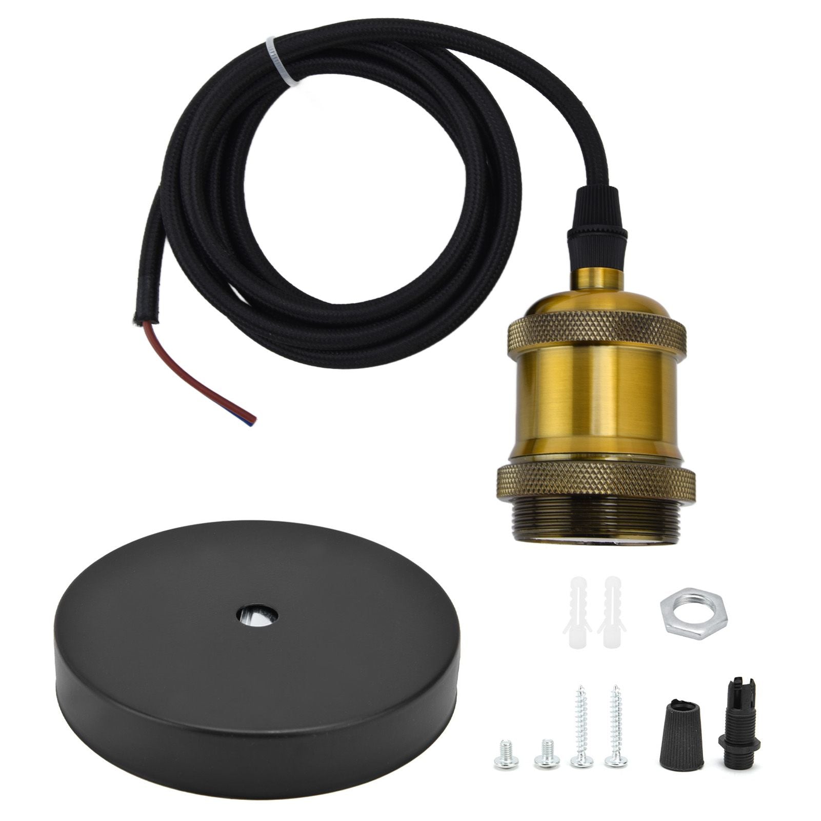 Retro Pendant Light Cord Kit Gold Hanging Plug In Lamp Socket Kit for DIY Light Fixtures V1294-YM0523-3119210201111