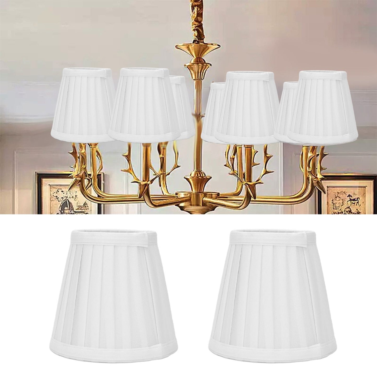 2 Pcs Double Small Lamp Shade Clip On Bulb Comfortable Material Barrel Fabric Lampshade for Table Chandelier V1294-YM0523-3119210203611