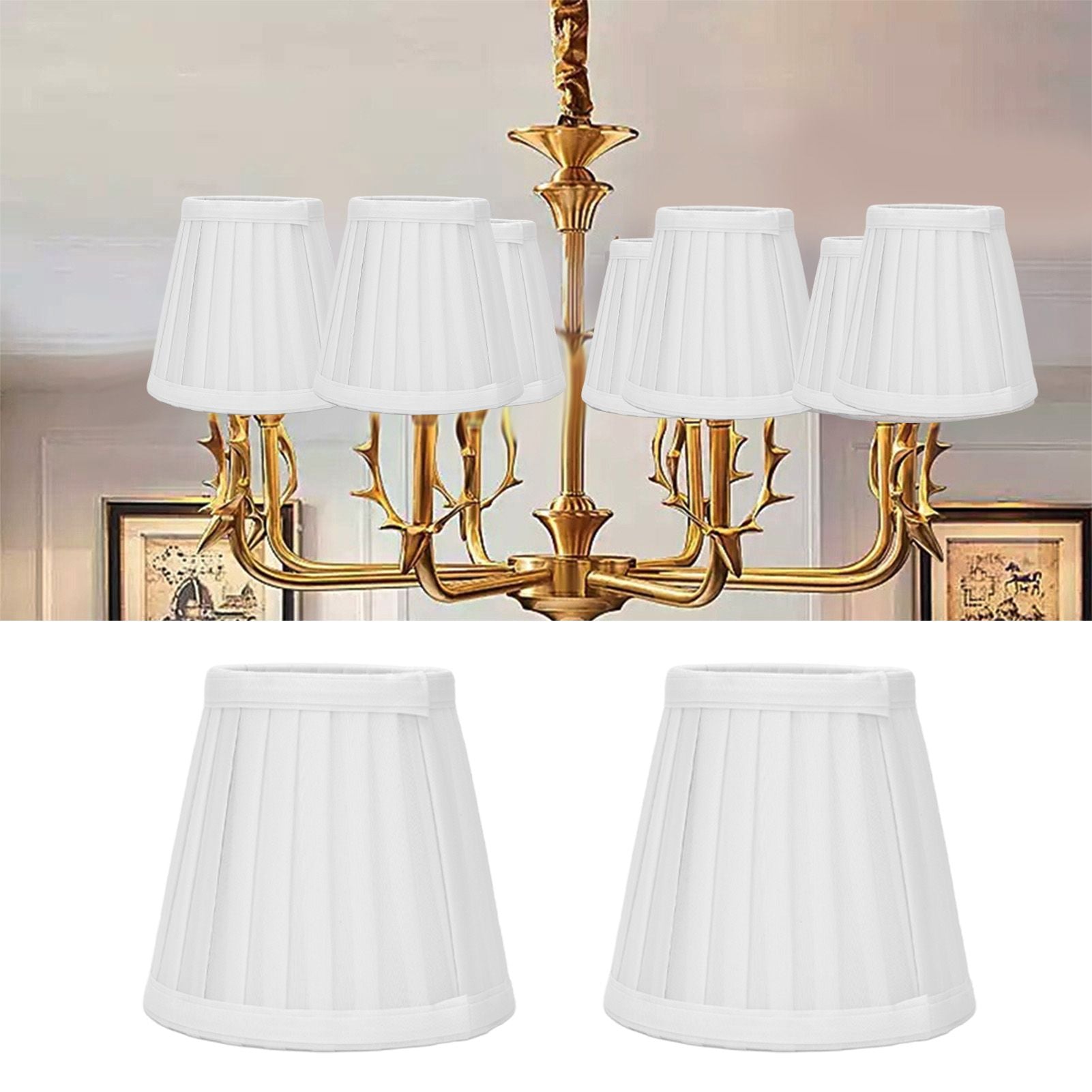 2 Pcs Double Small Lamp Shade Clip On Bulb Comfortable Material Barrel Fabric Lampshade for Table Chandelier V1294-YM0523-3119210203611