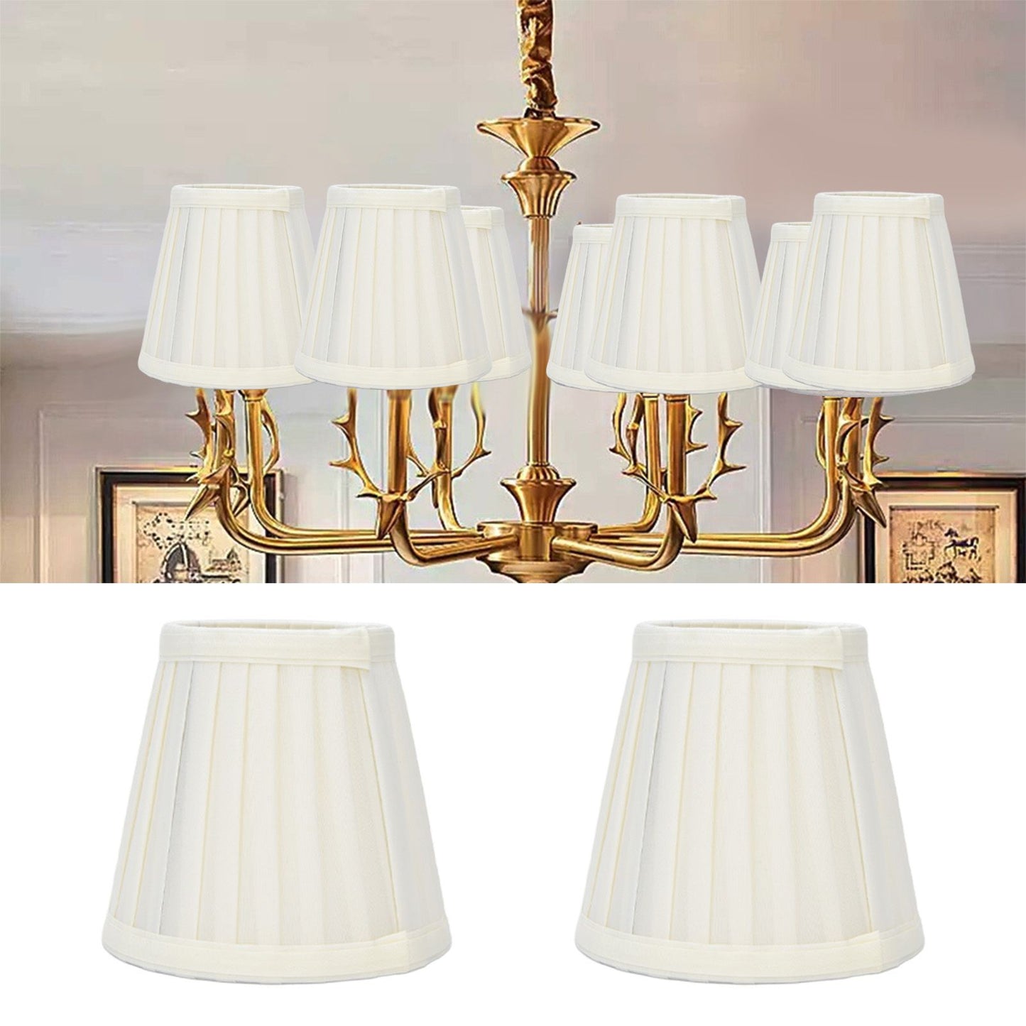 2 Pcs Double Small Lamp Shade Clip On Bulb Comfortable Material Barrel Fabric Lampshade for Table Chandelier V1294-YM0523-3119210203612