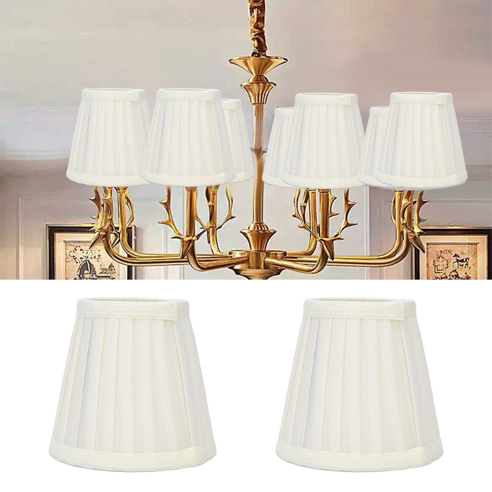 2 Pcs Double Small Lamp Shade Clip On Bulb Comfortable Material Barrel Fabric Lampshade for Table Chandelier V1294-YM0523-3119210203612