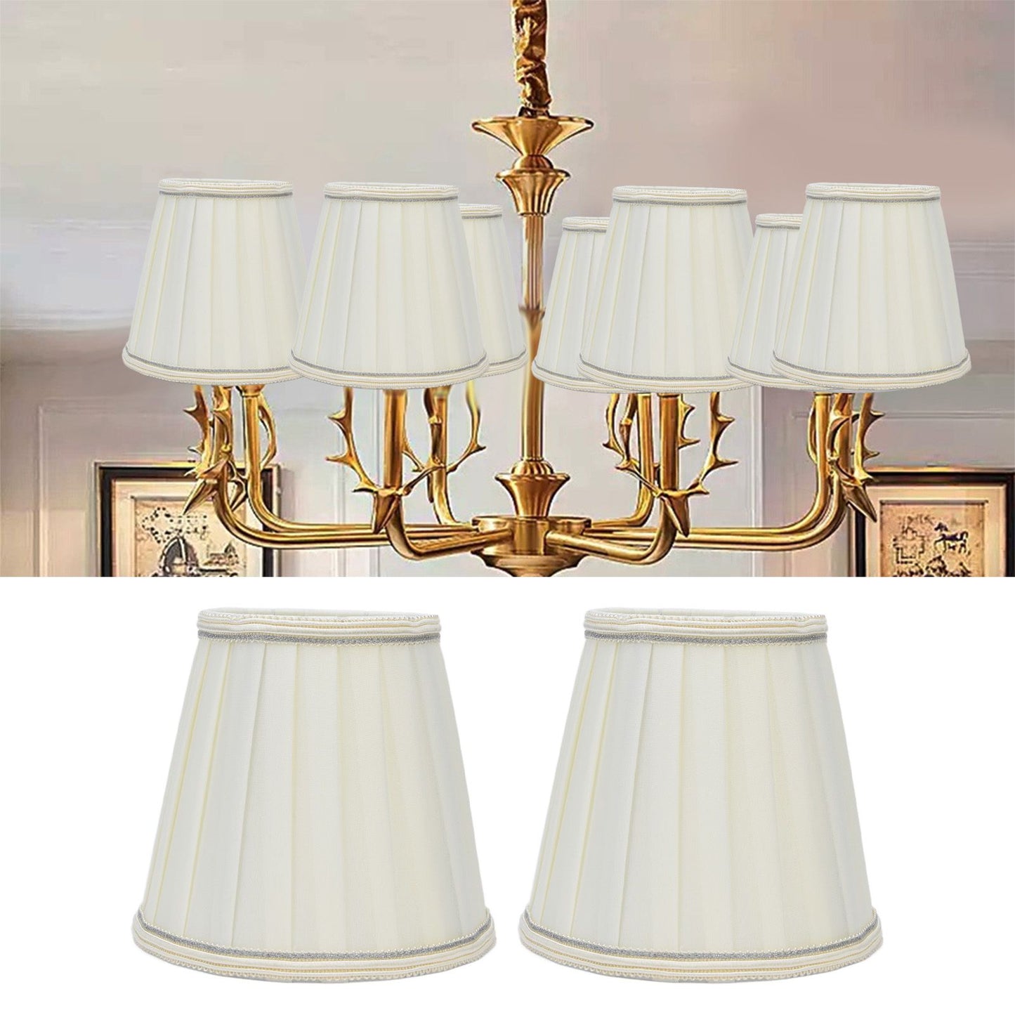 2 Pcs Double Small Lamp Shade Clip On Bulb Comfortable Material Barrel Fabric Lampshade for Table Chandelier V1294-YM0523-3119210203614