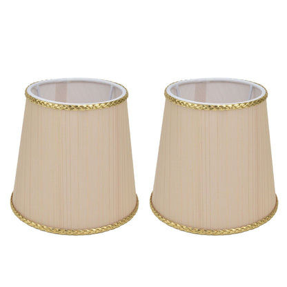 2PCS Small Lamp Shade Fabric Beige Golden Edge Lampshade for E14 Table Chandelier Wall Lamp V1294-YM0523-3119210205411