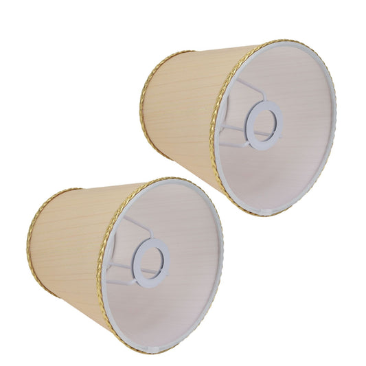 2PCS Small Lamp Shade Fabric Beige Golden Edge Lampshade for E14 Table Chandelier Wall Lamp V1294-YM0523-3119210205411