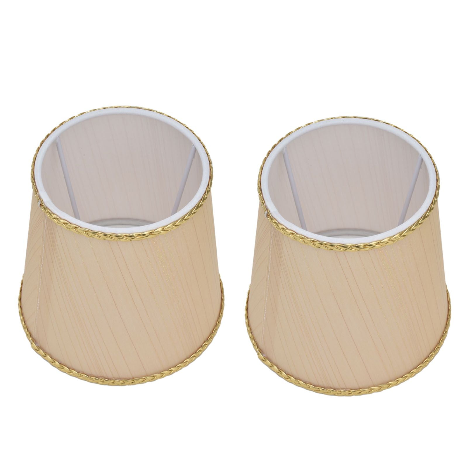2PCS Small Lamp Shade Fabric Beige Golden Edge Lampshade for E14 Table Chandelier Wall Lamp V1294-YM0523-3119210205411