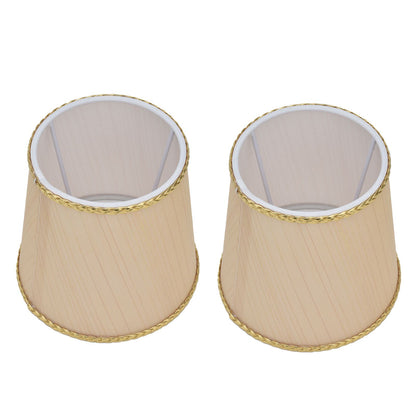 2PCS Small Lamp Shade Fabric Beige Golden Edge Lampshade for E14 Table Chandelier Wall Lamp V1294-YM0523-3119210205411