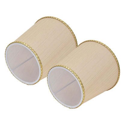 2PCS Small Lamp Shade Fabric Beige Golden Edge Lampshade for E14 Table Chandelier Wall Lamp V1294-YM0523-3119210205411