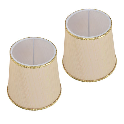 2PCS Small Lamp Shade Fabric Beige Golden Edge Lampshade for E14 Table Chandelier Wall Lamp V1294-YM0523-3119210205411