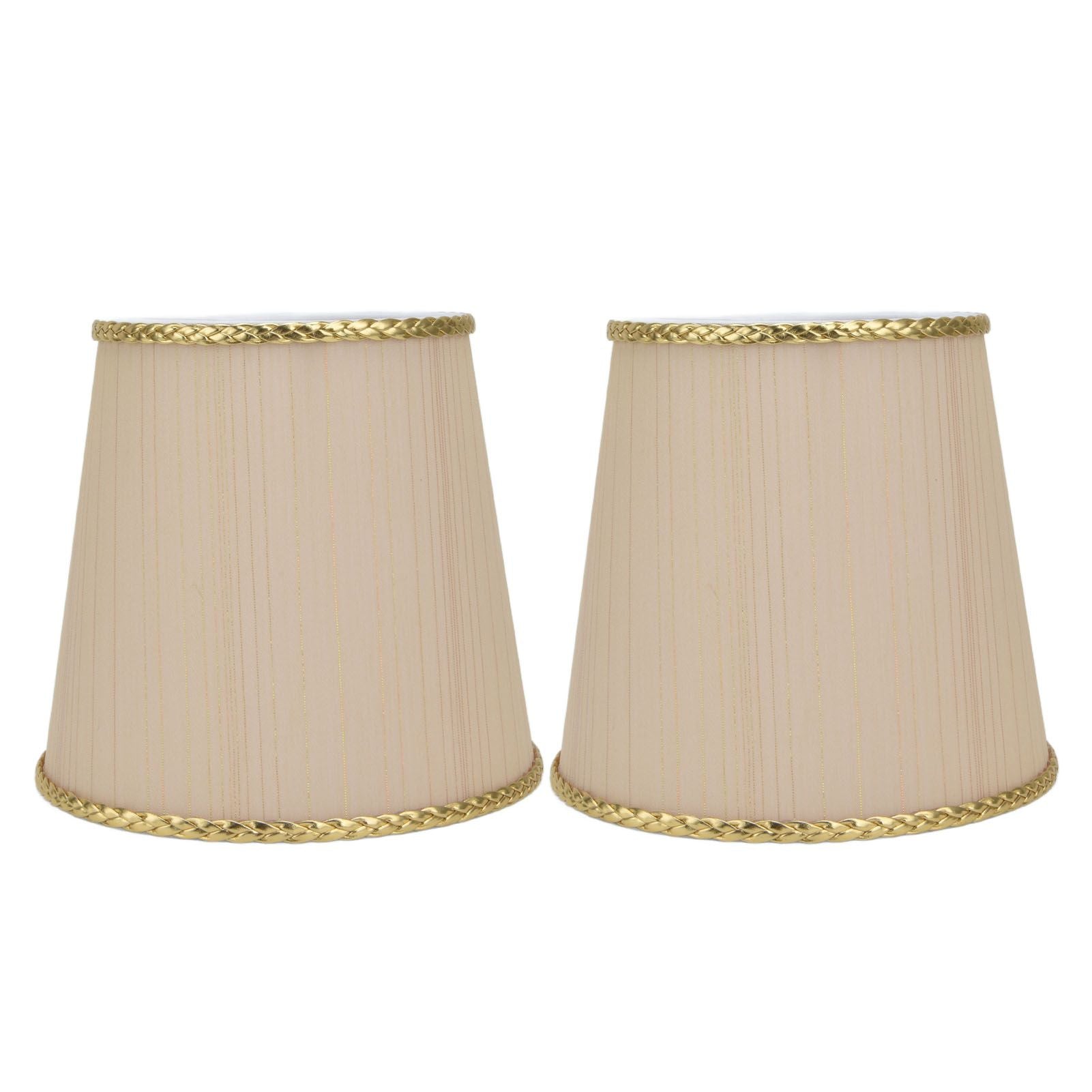 2PCS Small Lamp Shade Fabric Beige Golden Edge Lampshade for E14 Table Chandelier Wall Lamp V1294-YM0523-3119210205411