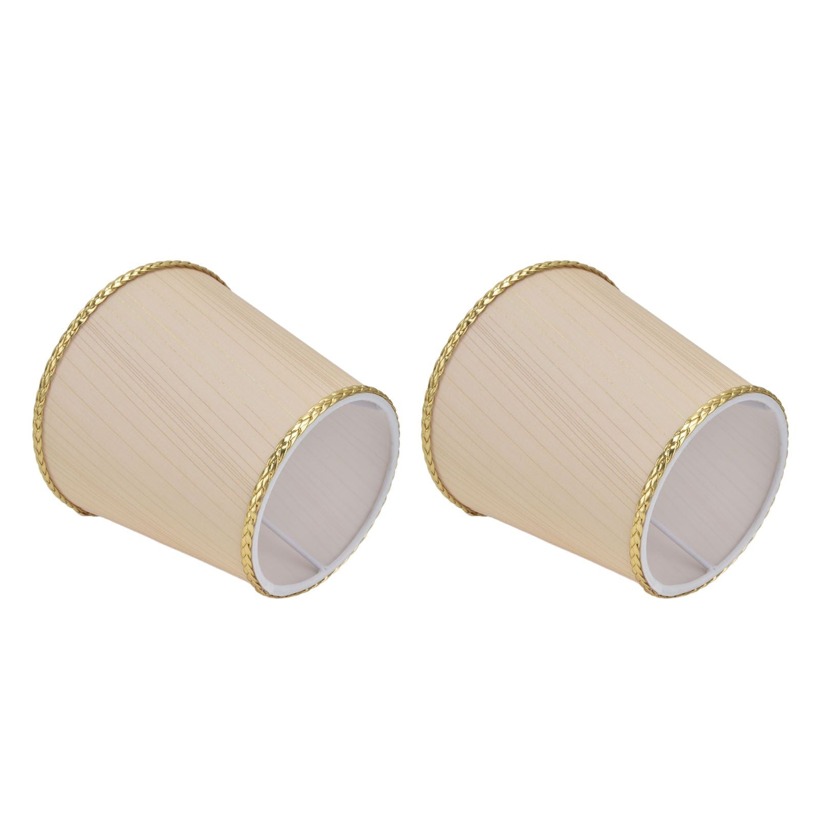 2PCS Small Lamp Shade Fabric Beige Golden Edge Lampshade for E14 Table Chandelier Wall Lamp V1294-YM0523-3119210205411