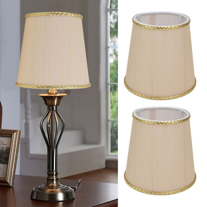 2PCS Small Lamp Shade Fabric Beige Golden Edge Lampshade for E14 Table Chandelier Wall Lamp V1294-YM0523-3119210205411