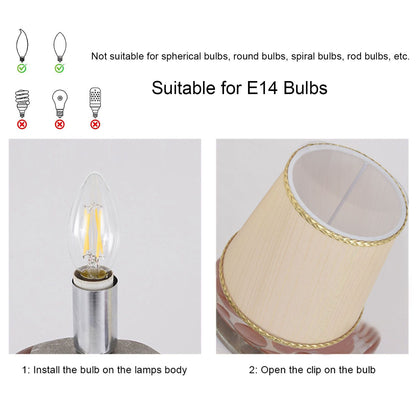 2PCS Small Lamp Shade Fabric Beige Golden Edge Lampshade for E14 Table Chandelier Wall Lamp V1294-YM0523-3119210205411
