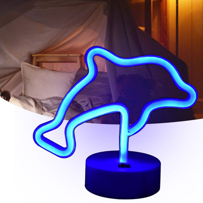 LED Dolphin Neon Light USB Or Battery Powered Unique Room Decoration Accessory with Base V1294-YM0523-3119210225511