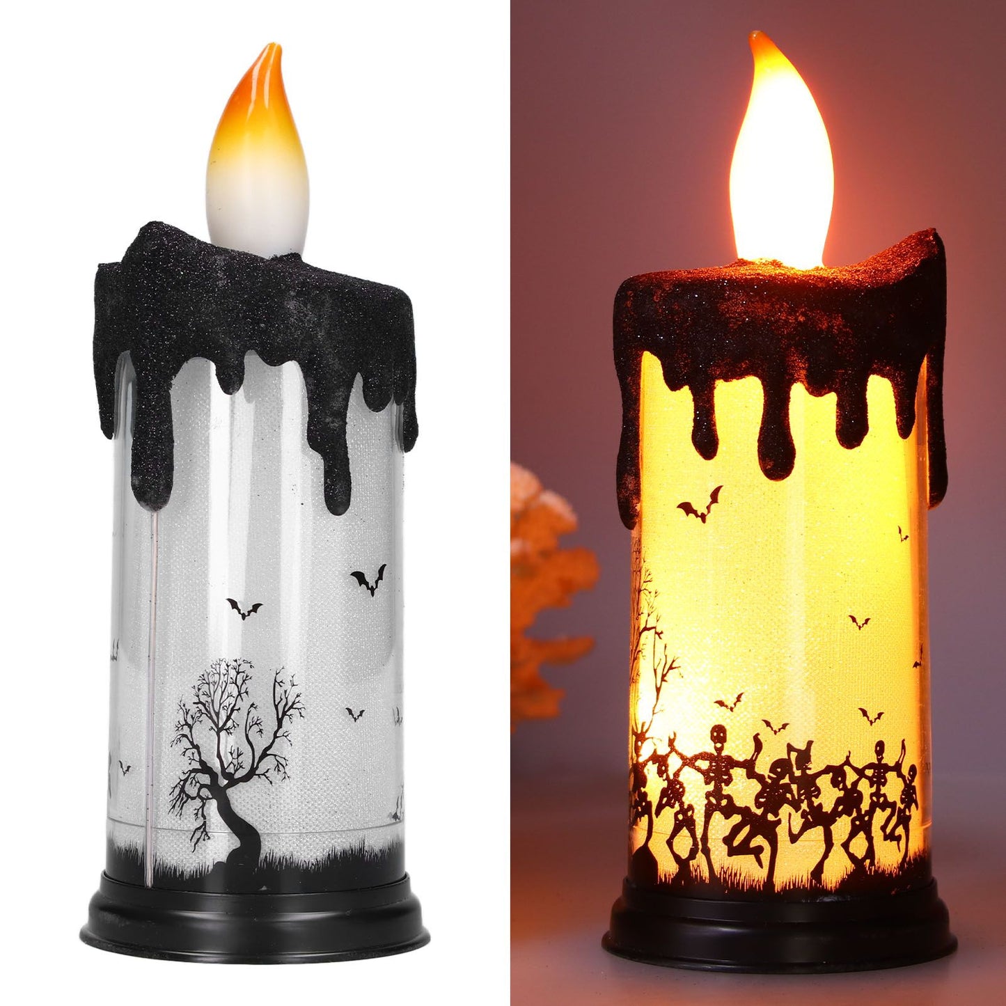 Halloween Snow Globe Candles Light LED Terrorist Decoration Electronic Candle Lamp for Party HolidayDancing V1294-YM0523-3119210233612
