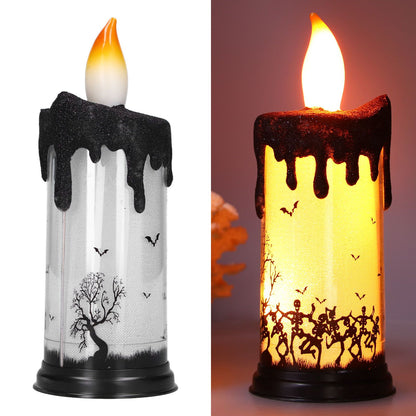 Halloween Snow Globe Candles Light LED Terrorist Decoration Electronic Candle Lamp for Party HolidayDancing V1294-YM0523-3119210233612