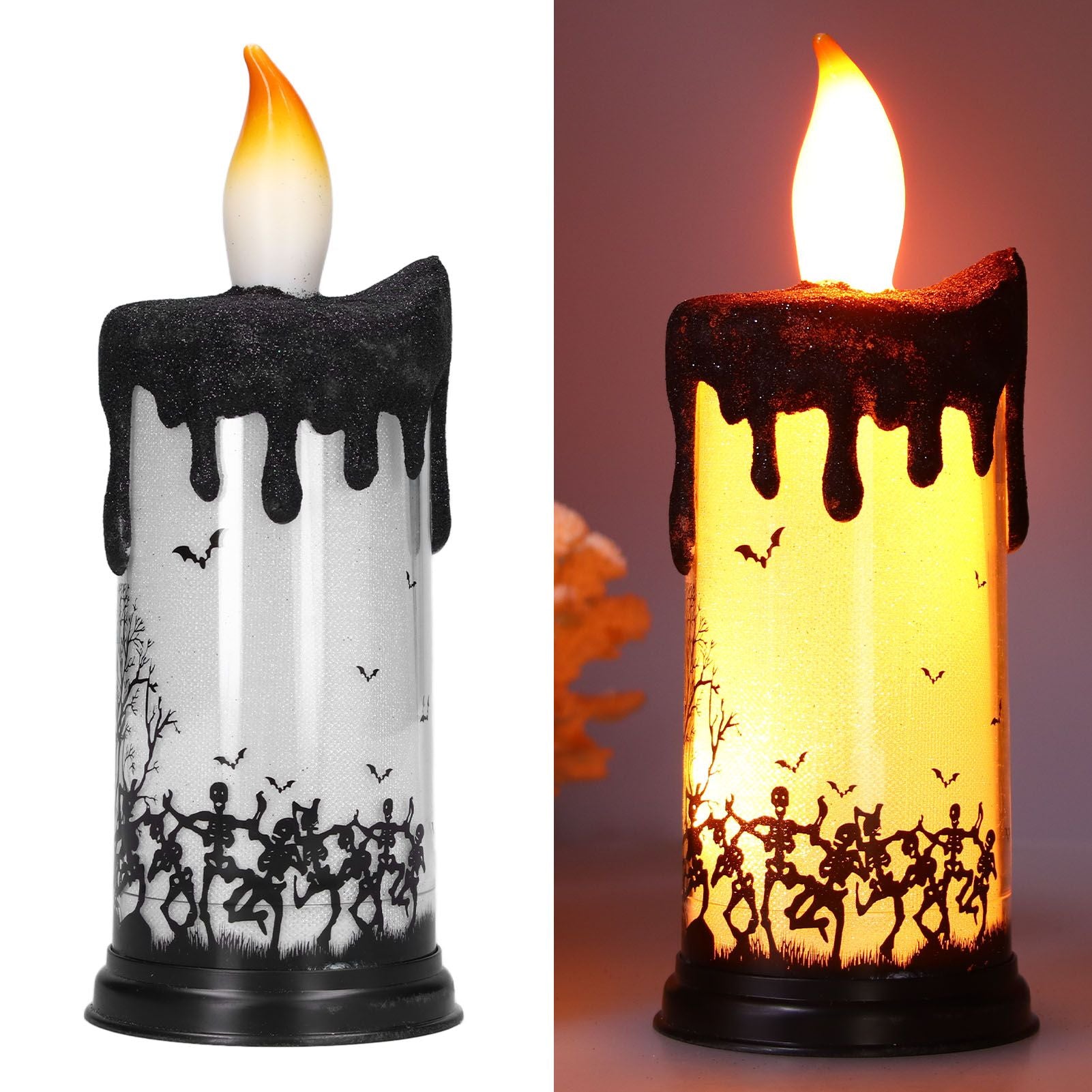 Halloween Snow Globe Candles Light LED Terrorist Decoration Electronic Candle Lamp for Party HolidayDancing V1294-YM0523-3119210233612