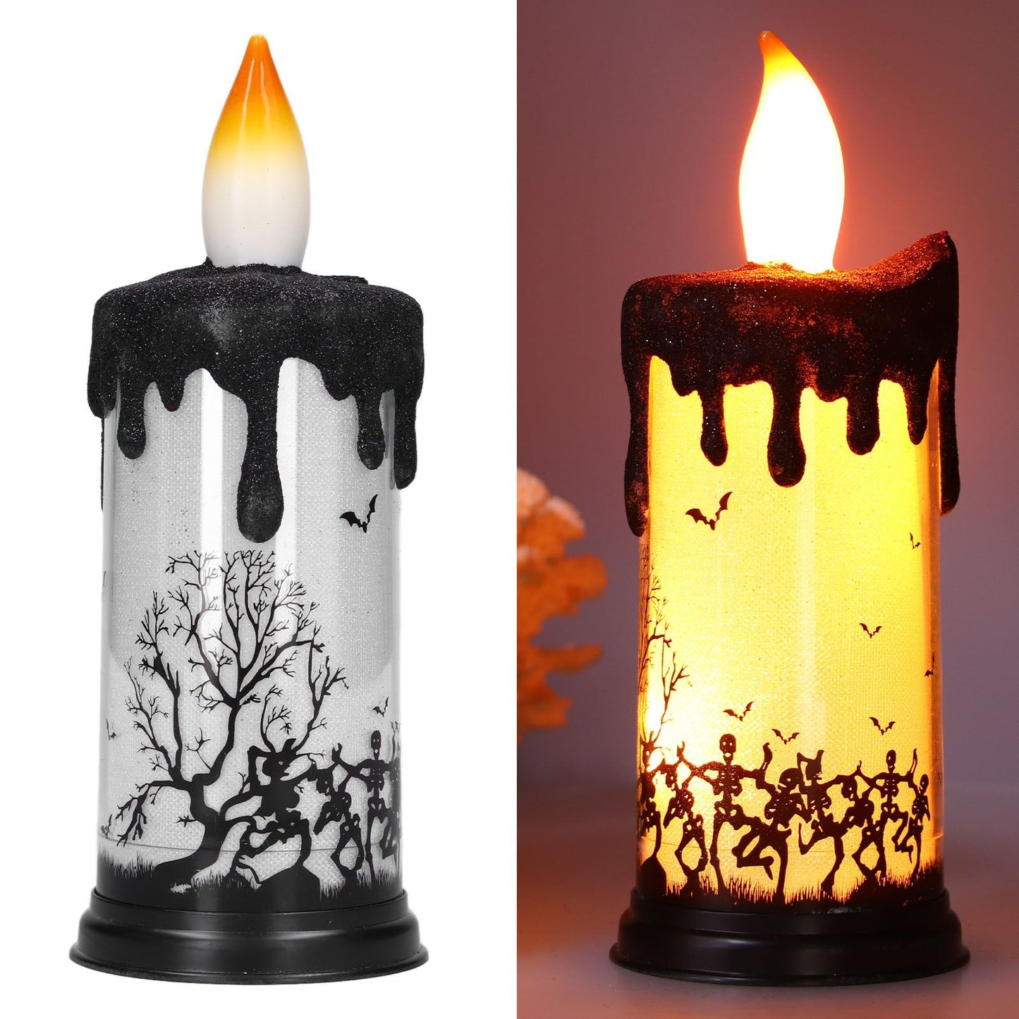 Halloween Snow Globe Candles Light LED Terrorist Decoration Electronic Candle Lamp for Party HolidayDancing V1294-YM0523-3119210233612