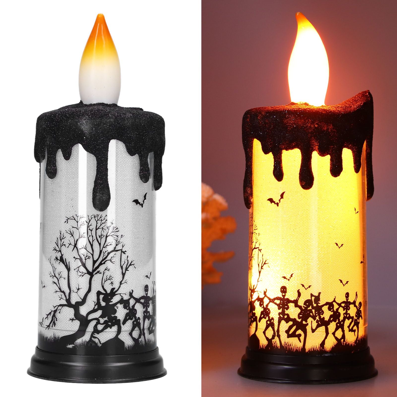 Halloween Snow Globe Candles Light LED Terrorist Decoration Electronic Candle Lamp for Party HolidayDancing V1294-YM0523-3119210233612