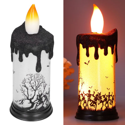 Halloween Snow Globe Candles Light LED Terrorist Decoration Electronic Candle Lamp for Party HolidayDancing V1294-YM0523-3119210233612
