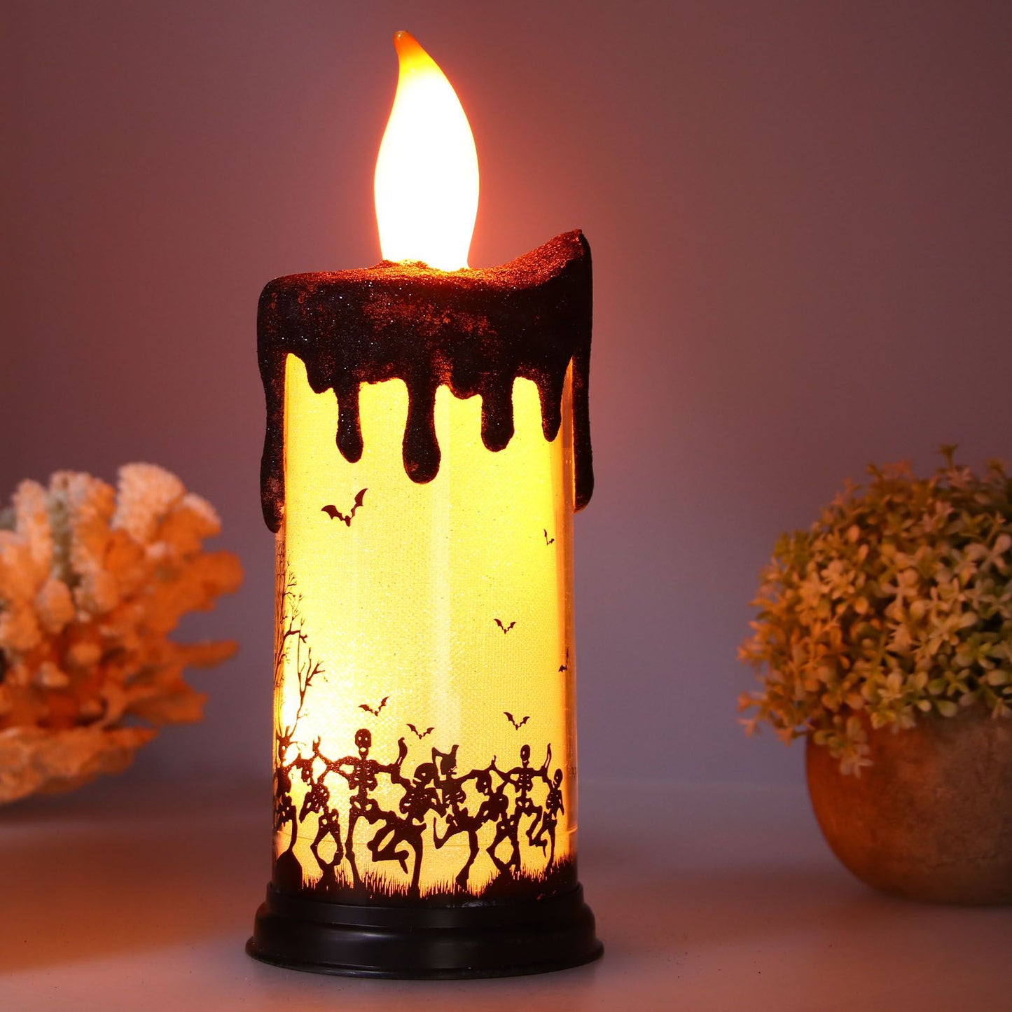 Halloween Snow Globe Candles Light LED Terrorist Decoration Electronic Candle Lamp for Party HolidayDancing V1294-YM0523-3119210233612