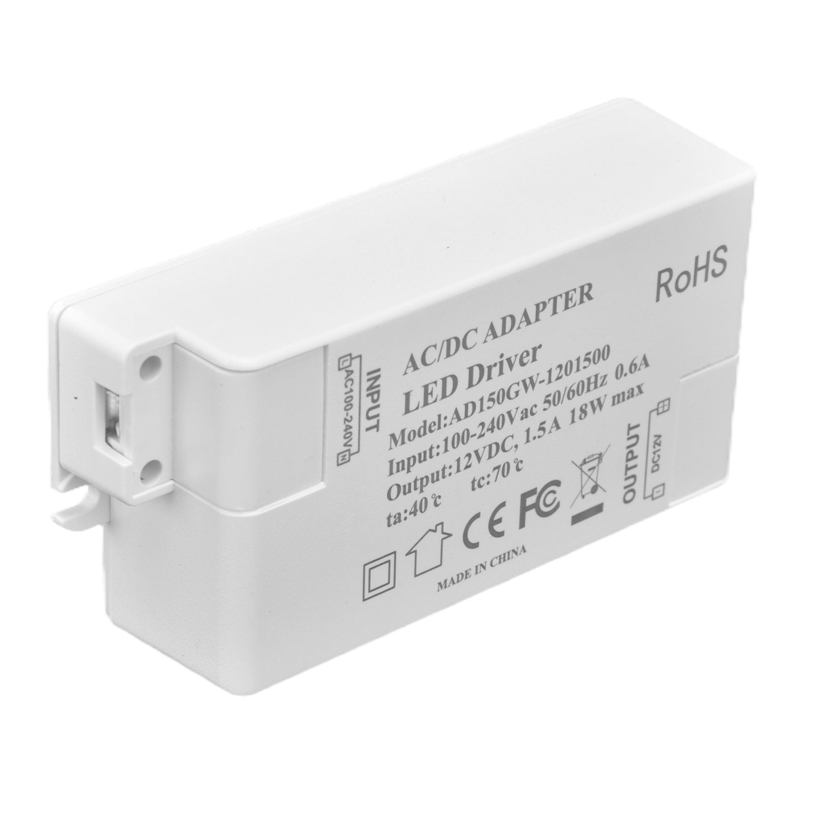 LED Driver 18W Power Supply Transformer AC100-240V to DC12V 1.5A Output for LED Light Desk Lamp Outdoor Light V1294-YM0523-3119210238211