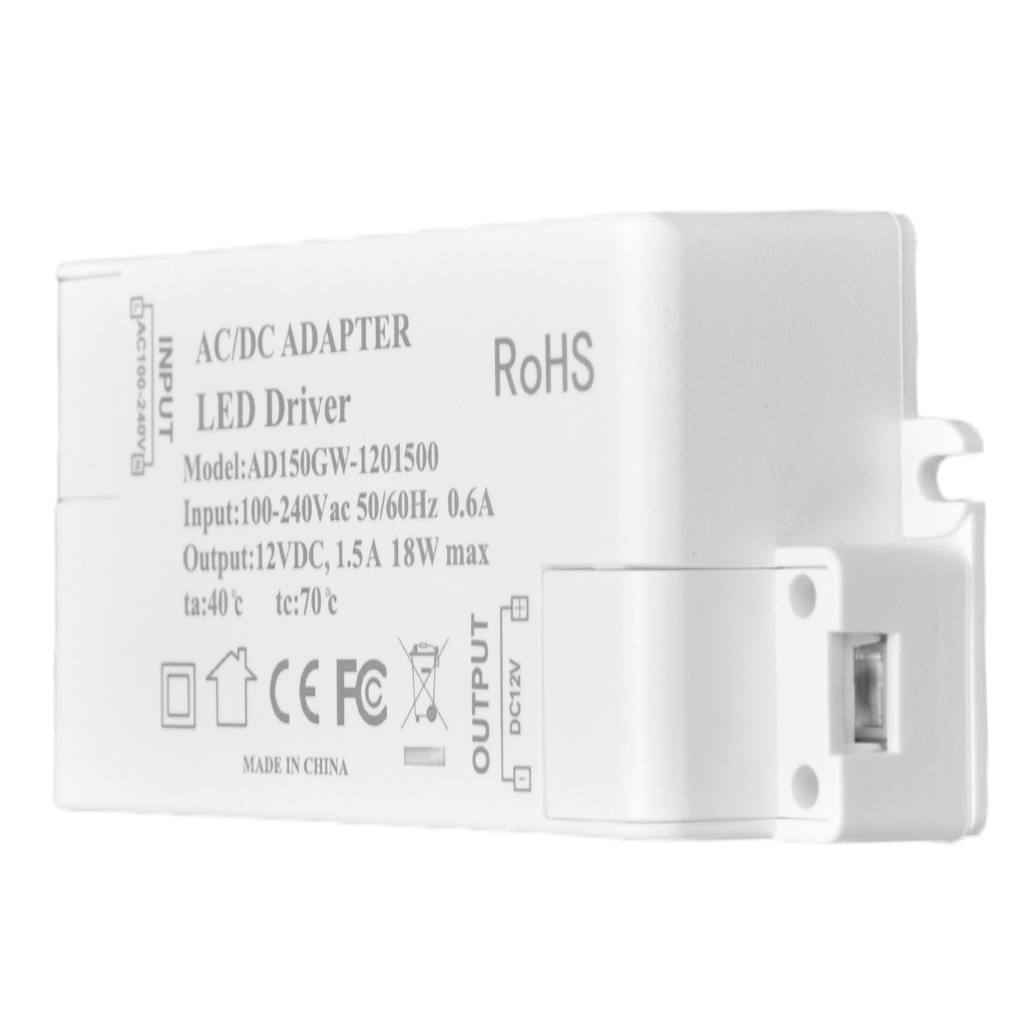 LED Driver 18W Power Supply Transformer AC100-240V to DC12V 1.5A Output for LED Light Desk Lamp Outdoor Light V1294-YM0523-3119210238211