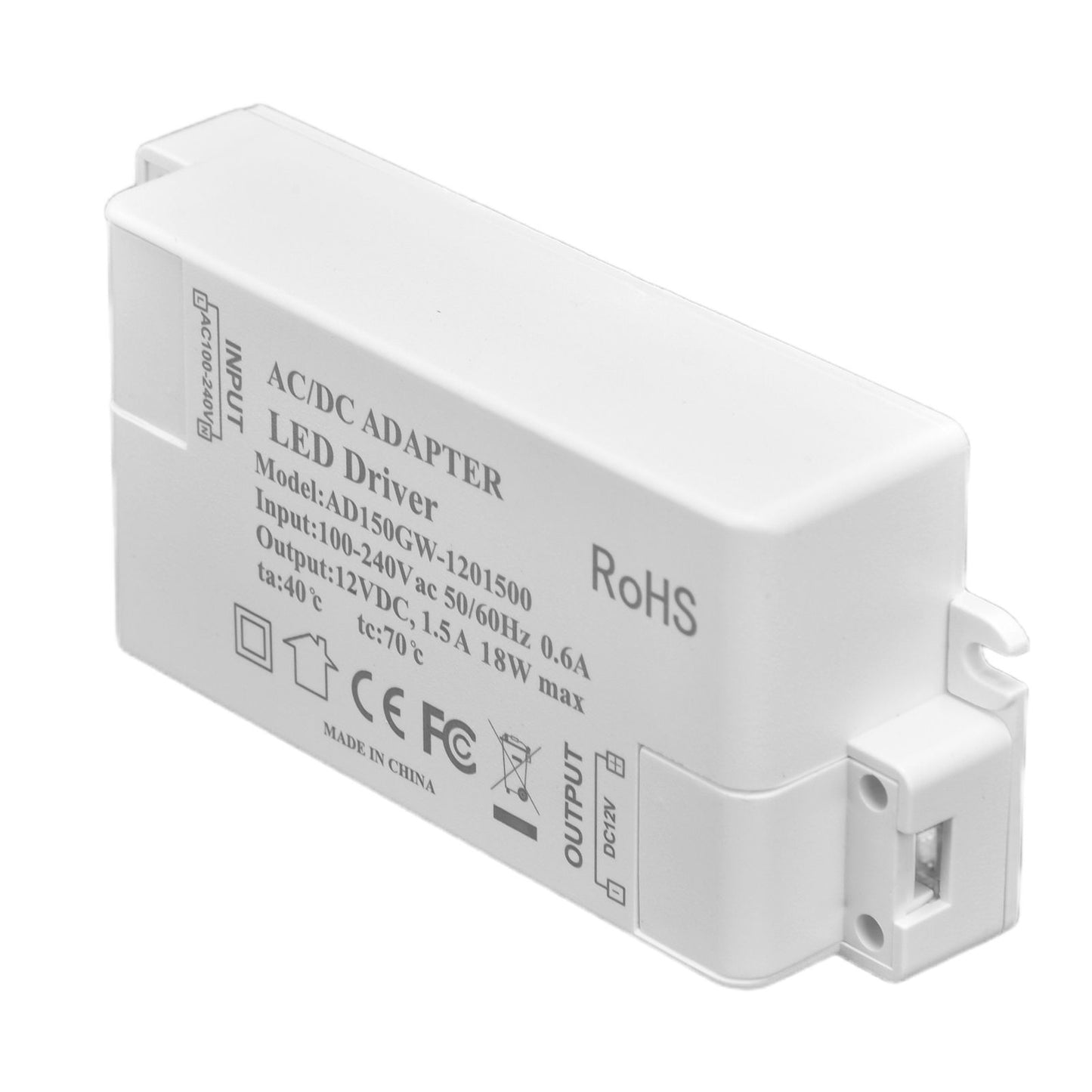 LED Driver 18W Power Supply Transformer AC100-240V to DC12V 1.5A Output for LED Light Desk Lamp Outdoor Light V1294-YM0523-3119210238211