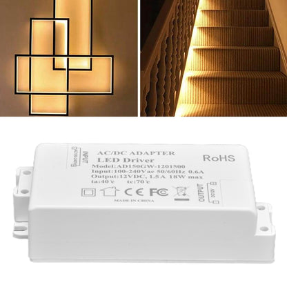 LED Driver 18W Power Supply Transformer AC100-240V to DC12V 1.5A Output for LED Light Desk Lamp Outdoor Light V1294-YM0523-3119210238211