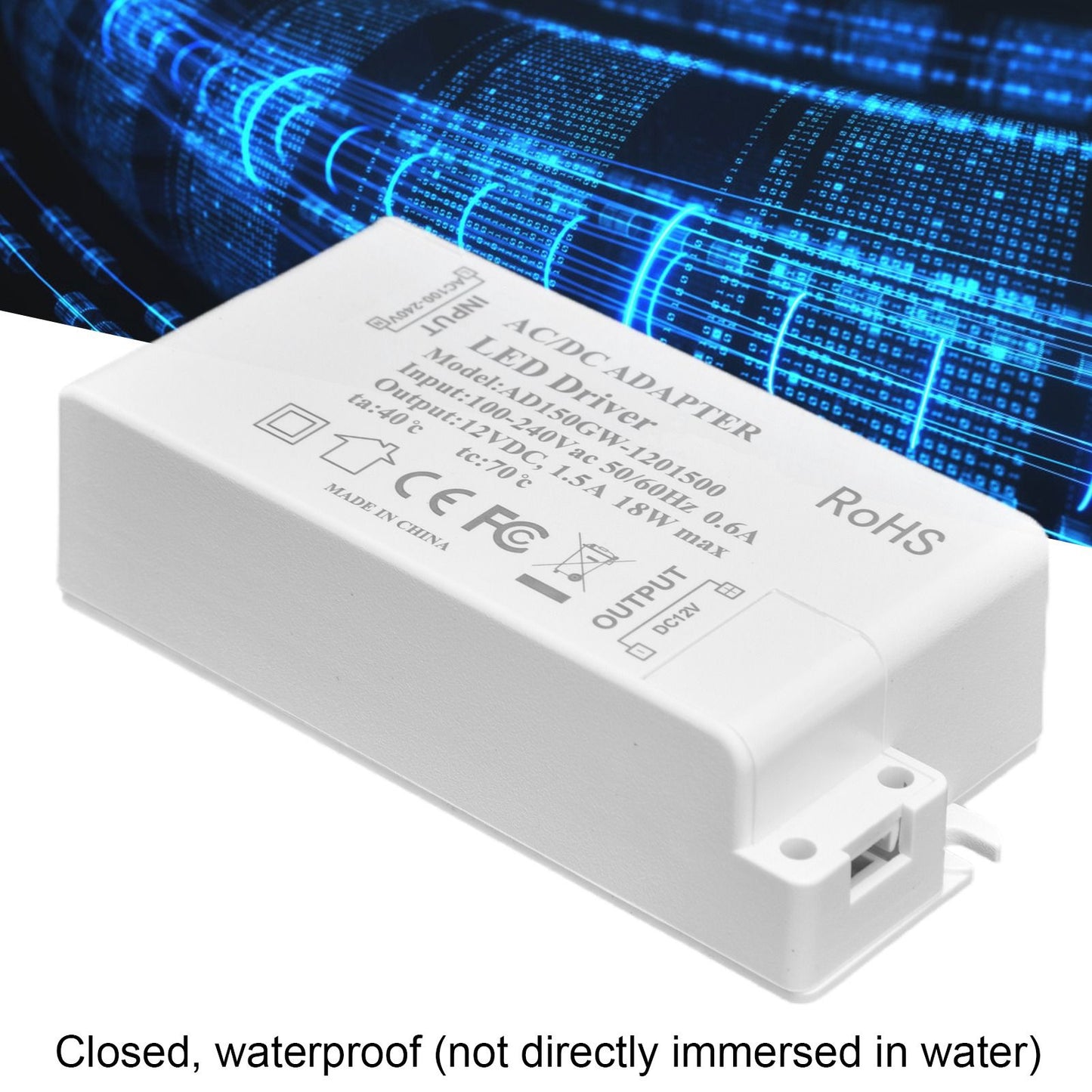 LED Driver 18W Power Supply Transformer AC100-240V to DC12V 1.5A Output for LED Light Desk Lamp Outdoor Light V1294-YM0523-3119210238211