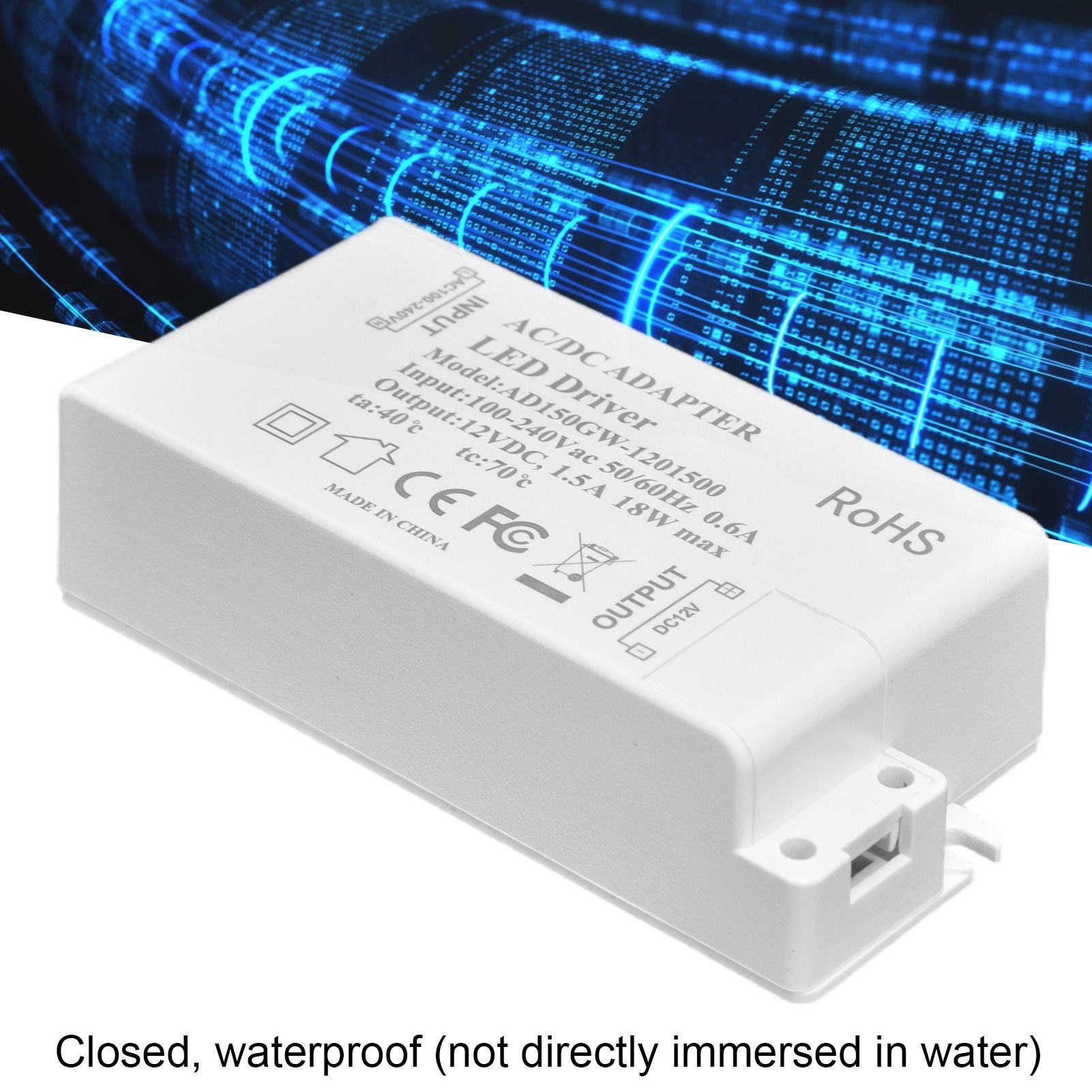 LED Driver 18W Power Supply Transformer AC100-240V to DC12V 1.5A Output for LED Light Desk Lamp Outdoor Light V1294-YM0523-3119210238211