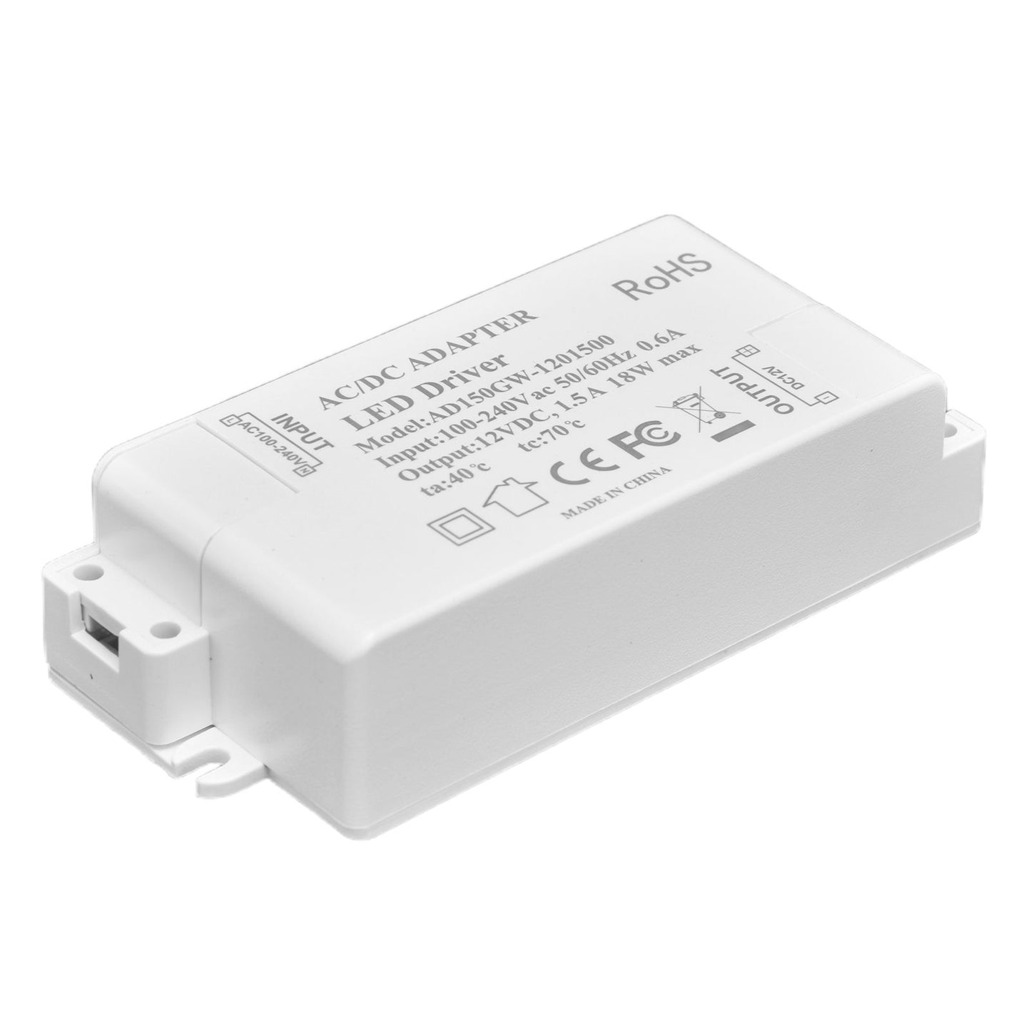 LED Driver 18W Power Supply Transformer AC100-240V to DC12V 1.5A Output for LED Light Desk Lamp Outdoor Light V1294-YM0523-3119210238211