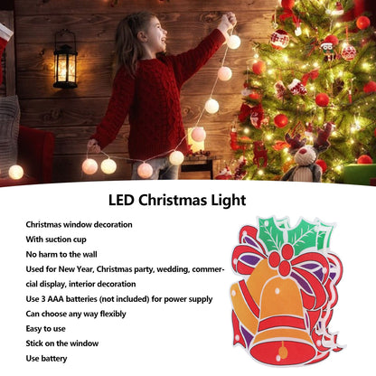LED Christmas Decoration Lights Battery Powered Window Hanging Decor with Suction Cup for Christmas Party V1294-YM0523-3119210242211