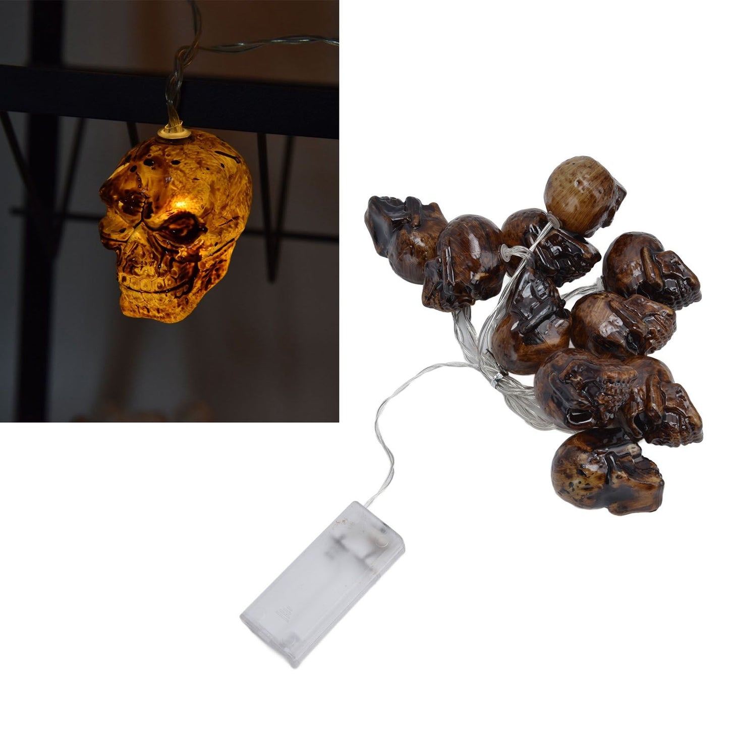Ghost Skull Lantern LED Lighted Halloween String Lights for Indoor Outdoor Party Yard Patio Tree V1294-YM0523-3119210243311