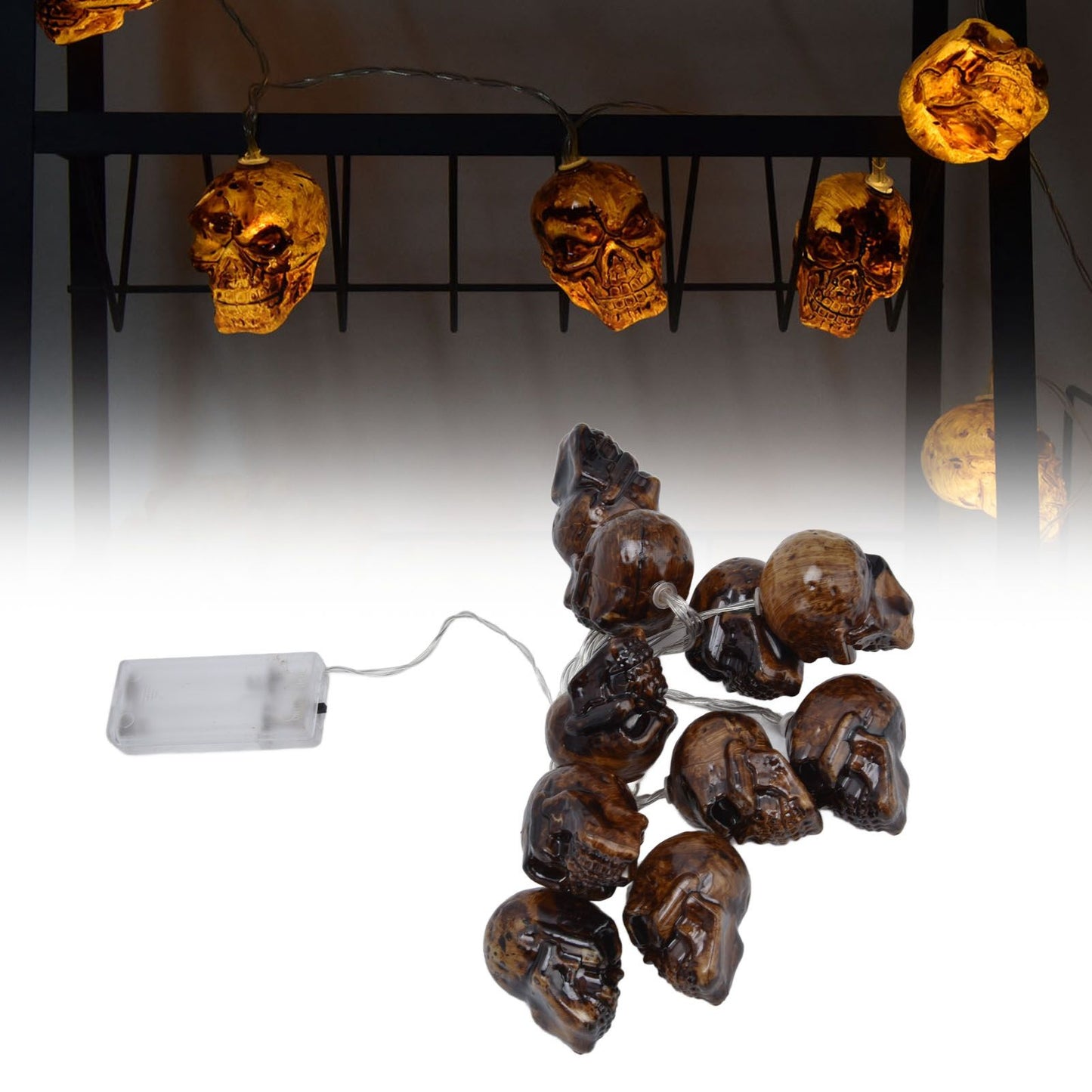 Ghost Skull Lantern LED Lighted Halloween String Lights for Indoor Outdoor Party Yard Patio Tree V1294-YM0523-3119210243311