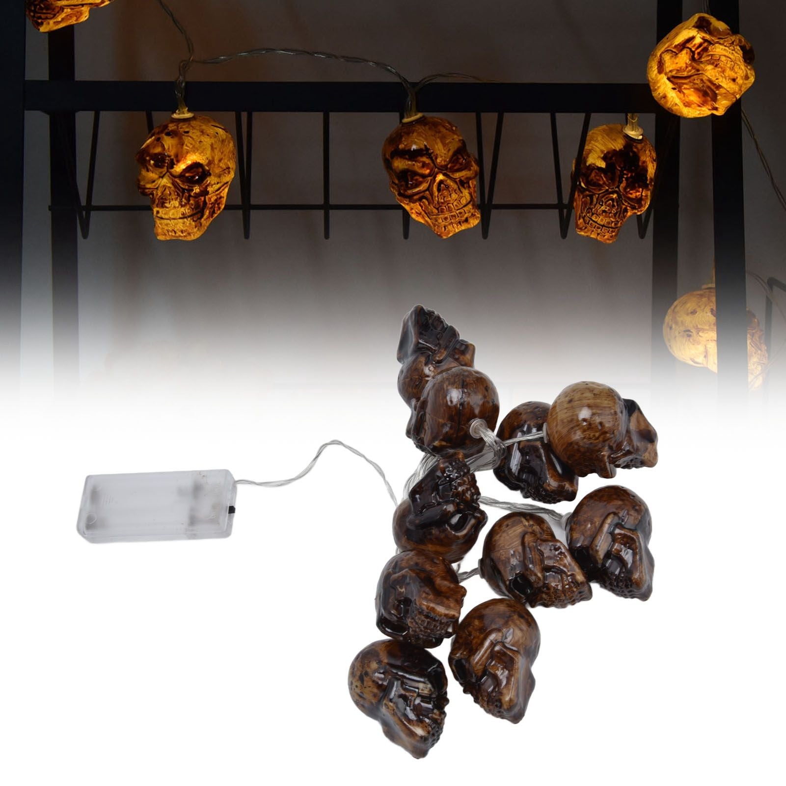 Ghost Skull Lantern LED Lighted Halloween String Lights for Indoor Outdoor Party Yard Patio Tree V1294-YM0523-3119210243311