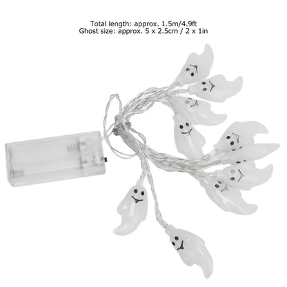 Halloween String Lights 10LED Battery Powered Decorative Ghost String Lamps for Indoor Outdoor Party V1294-YM0523-3119210243611