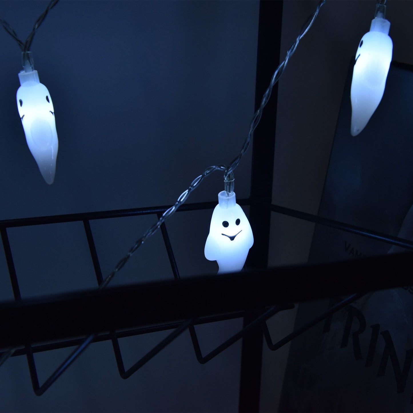 Halloween String Lights 10LED Battery Powered Decorative Ghost String Lamps for Indoor Outdoor Party V1294-YM0523-3119210243611
