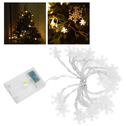 LED Snowflake Light String 20LED Battery Operated LED String Lights for Holiday Xmas Indoor Outdoor Party V1294-YM0523-3119210243811