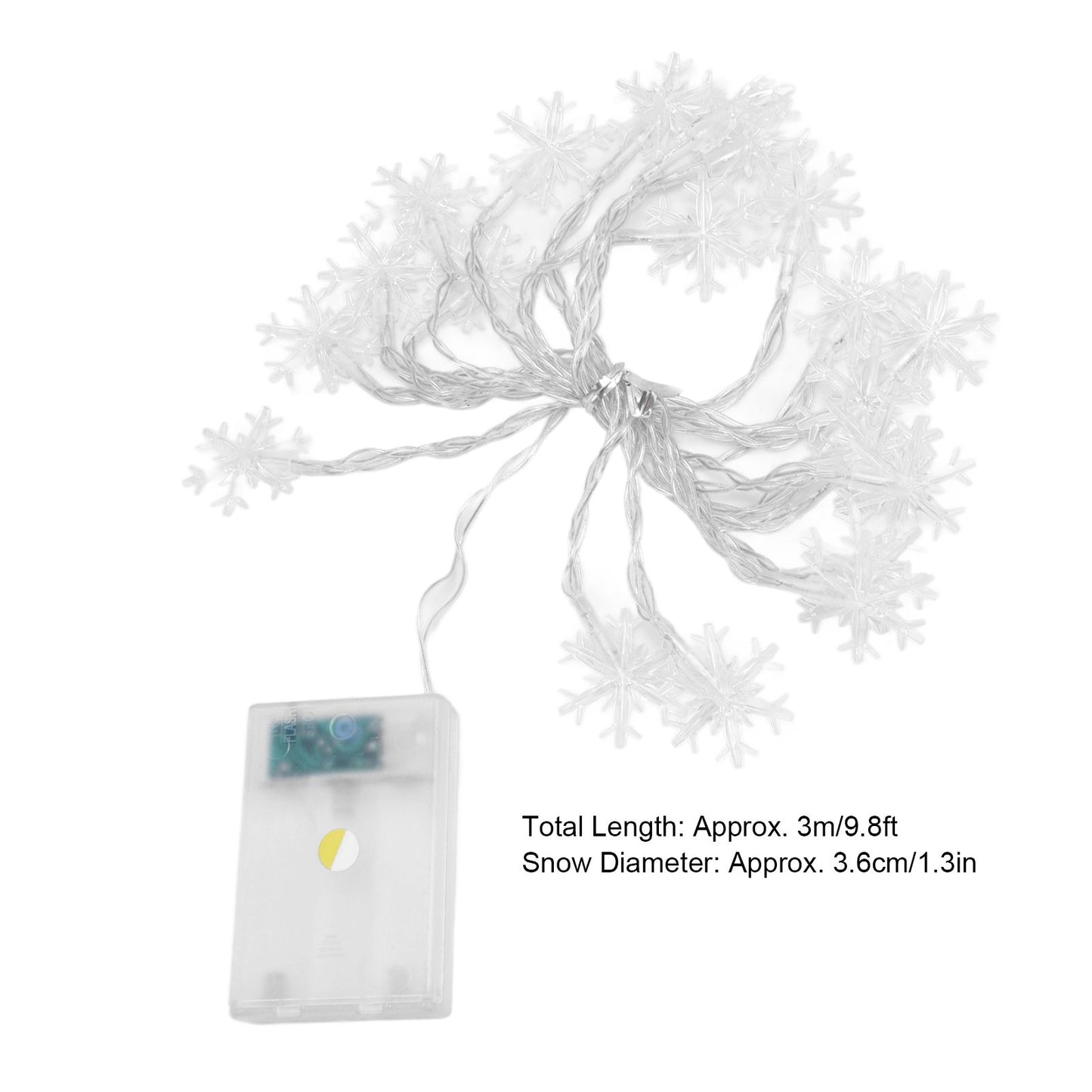 LED Snowflake Light String 20LED Battery Operated LED String Lights for Holiday Xmas Indoor Outdoor Party V1294-YM0523-3119210243811